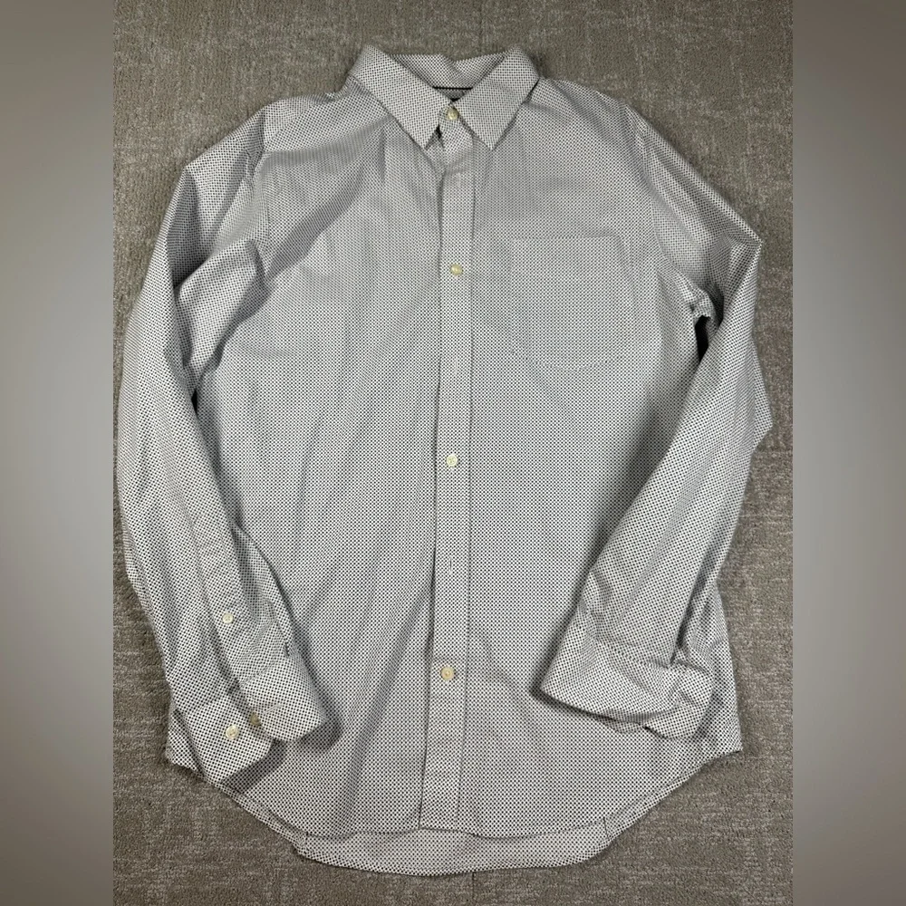 Banana Republic Non Iron Tailored Sim Fit Micro Polka Dot Dress Shirt Mens M